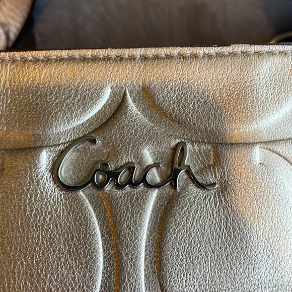 Coach East West gold embossed, shoulder tote